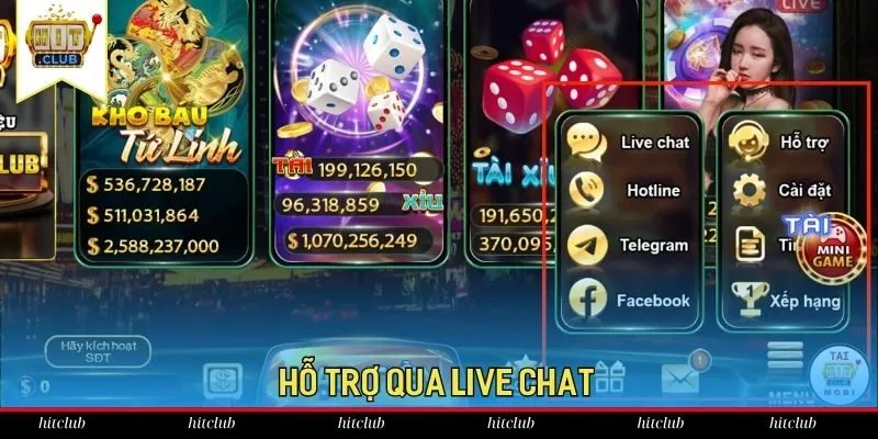 Live chat là phương thức liên hệ phổ biến hàng đầu tại Hitclub